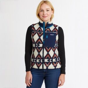 Patagonia Classic Retro-X Fleece Vest Size Small Brass Hawk Smolder Blue Sherpa